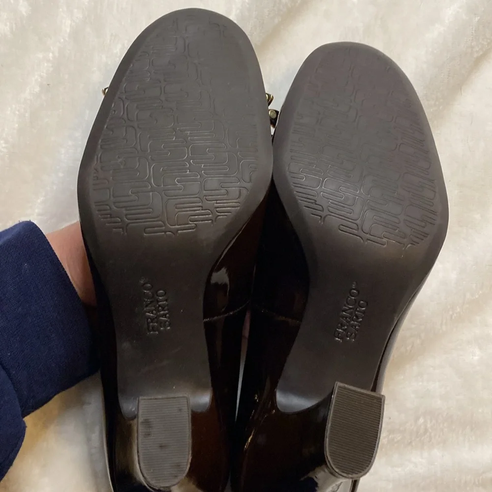 Franco Sarto Brown Leather Pumps With Bow Sz 7.5